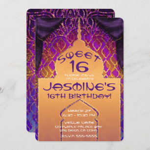Invitación Noches de Oro Palace Arabian Dulce 16 Cumpleaños