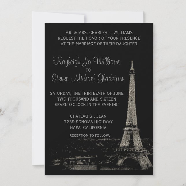 Invitación Noches en la boda de París (Anverso)