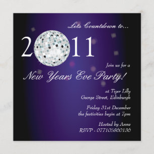 Invitación Nochevieja Fiesta Disco Ball