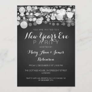 Invitación Nochevieja Fiesta moderno con puntos negros