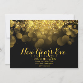 Invitación Nochevieja Purpurina de oro