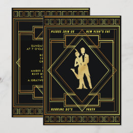 Invitación Nochevieja Roarando a Fiesta de la época de los 20