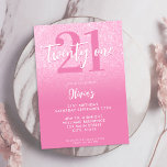 Invitación Nochevieja rosa moderno 21 cumpleaños<br><div class="desc">Una invitación moderna de 21 años con una tipografía caligráfica elegante y un diseño minimalista de color rosa y blanco.</div>