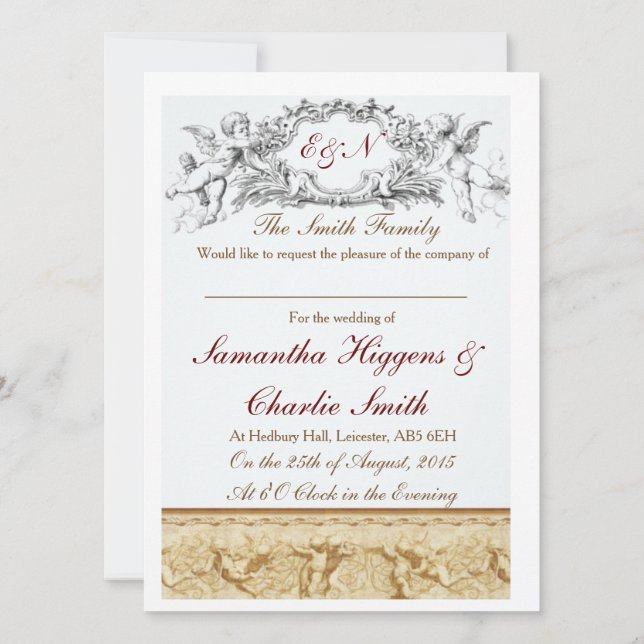 Invitación nocturna cherub (Reverso)