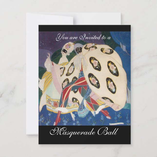 INVITACIÓN NOCTURNA CON MÁSCARAS, MARDI GRAS MASQUERADE BALL (Anverso)
