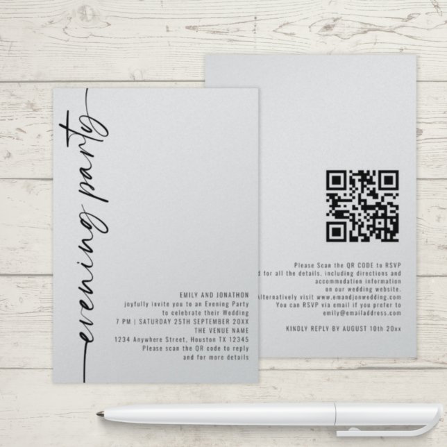 Invitación nocturna de Boda de código QR de caligr (Subido por el creador)