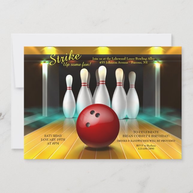 Invitación nocturna de boliche (Anverso)