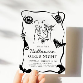 Invitación nocturna de Chicas de Halloween con dib