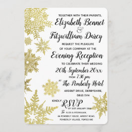 Invitación nocturna de copos de nieve de oro