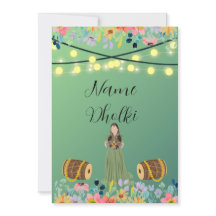 Invitación nocturna de Dholki verde floral