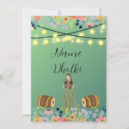Invitación nocturna de Dholki verde floral