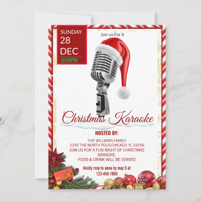 Invitación nocturna de los navidades Karaoke (Anverso)