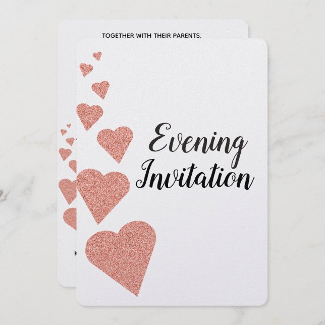 Invitación nocturna de Rosa Purpurina de oro (Anverso / Reverso)