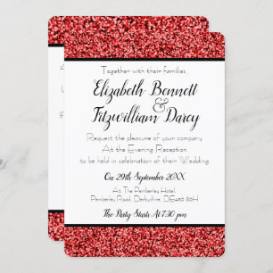 Invitación nocturna de Ruby Red Faux Purpurina
