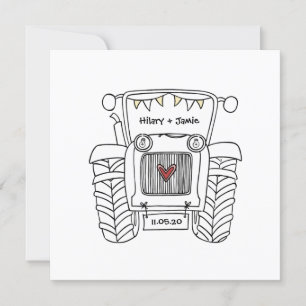 Invitación nocturna de tractor de boda de personal