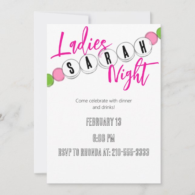Invitación nocturna del brazalete de la amistad (Anverso)