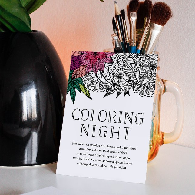 Invitación nocturna del colorido floral tropical (Subido por el creador)