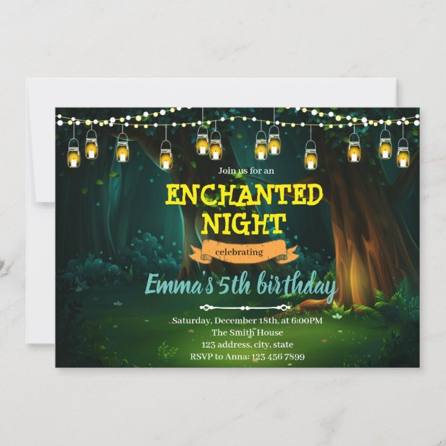 Invitación nocturna encantada con luces de cuerda (Anverso)