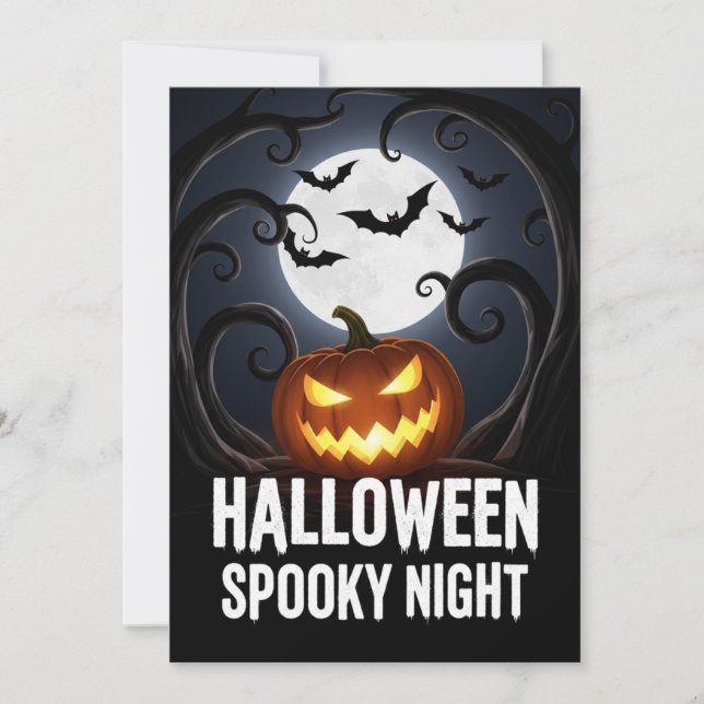 Invitación nocturna espeluznante de Halloween (Anverso)