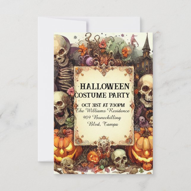 Invitación nocturna: Fiesta personalizada de Hallo (Anverso)