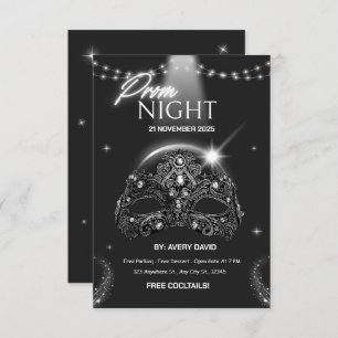 Invitación nocturna moderna en blanco y negro de l