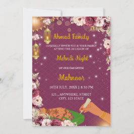 Invitación nocturna musulmana de Mehndi, invitació