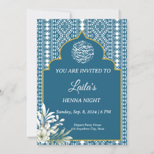 Invitación nocturna personalizada de Blue Henna