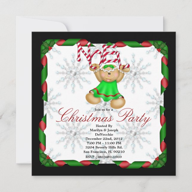 Invitación Noel Gingerbread Man CUTE Navidades Fiesta vacacio (Anverso)