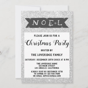 Invitación Noel Holiday Navidades Fiesta Gray Silver Purpurin