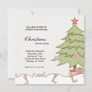 Invitación Noel Navidad Dinner