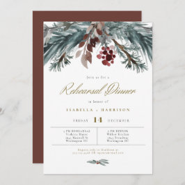 Invitación NOEL Rústico Pino Ensayo de Boda de Invierno Cena