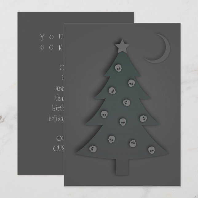 Invitación Noir árbol de Navidad (Anverso / Reverso)
