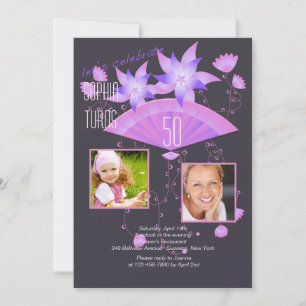 Invitación Noir de la fiesta de cumpleaños de dos