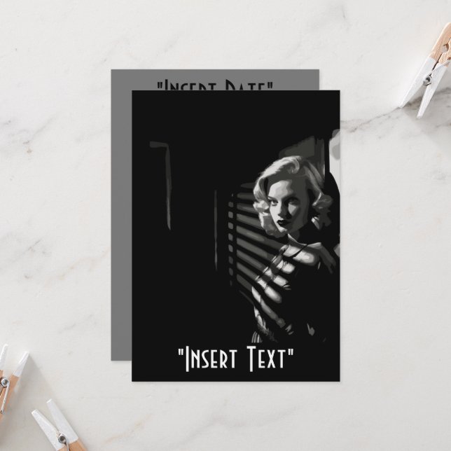 Invitación Noir Femme Fatale (Anverso/Reverso In Situ)