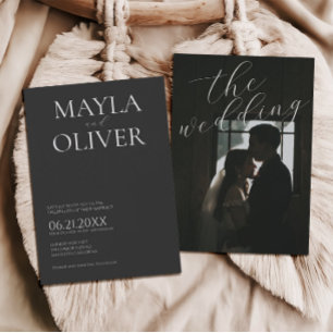 Invitación Noir Minimalista con un Boda fotográfico