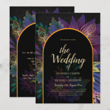 Noir Peacock Jewel Tones Boda Floral