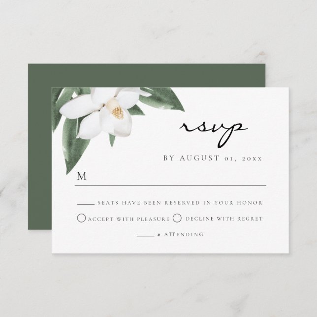 Invitación NOLA New Orleans Magnolia Wedding Postcard RSVP (Anverso / Reverso)