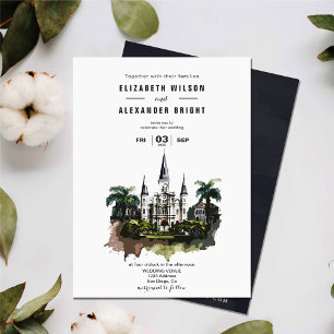 Invitación Nola Watercolor Nueva Orleans City Louisiana Boda