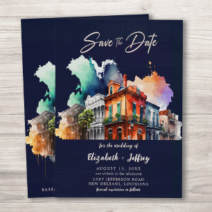 Invitación Nola Watercolor Nueva Orleans Wedding Save The Dat
