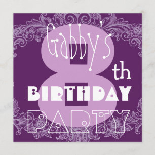 Invitación Nombra personalizada de cumpleaños 8 moderno retro