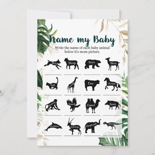 Invitación Nombrar a mi bebé Safari de Baby Shower (Anverso)