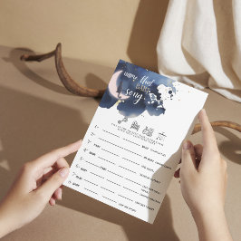 Invitación Nombrar esa canción de bebé Rústico azul para la d