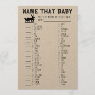 Invitación Nombrar ese juego de Baby Shower, animales bebés c
