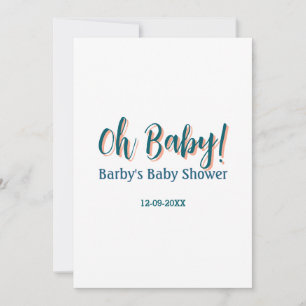 Invitación Nombre de baby shower simple azul negrita oh bebé 