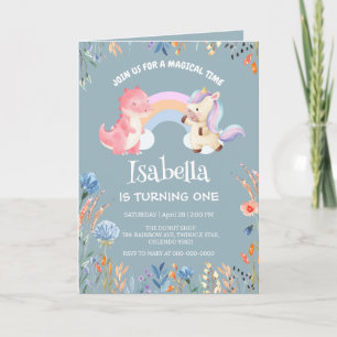Invitación Nombre de cumpleaños de la flor de arco iris de un