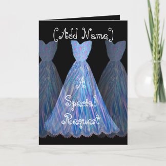 Invitación NOMBRE DE ENCARGO - vestido del AZUL de COBALTO de