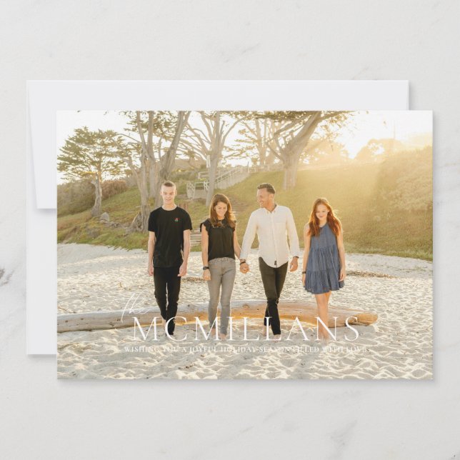 Invitación Nombre de familia elegante Floral Navidad Fiesta (Anverso)