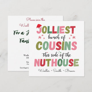 Invitación Nombre de familia en Navidad Prima Reunión Combina