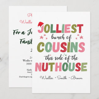 Invitación Nombre de familia en Navidad Prima Reunión Combina