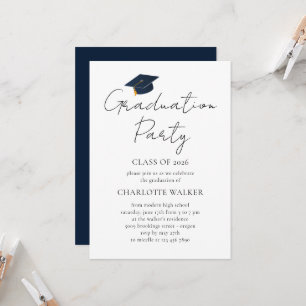 Invitación Nombre de Fiesta de Graduación Minimalista Moderna